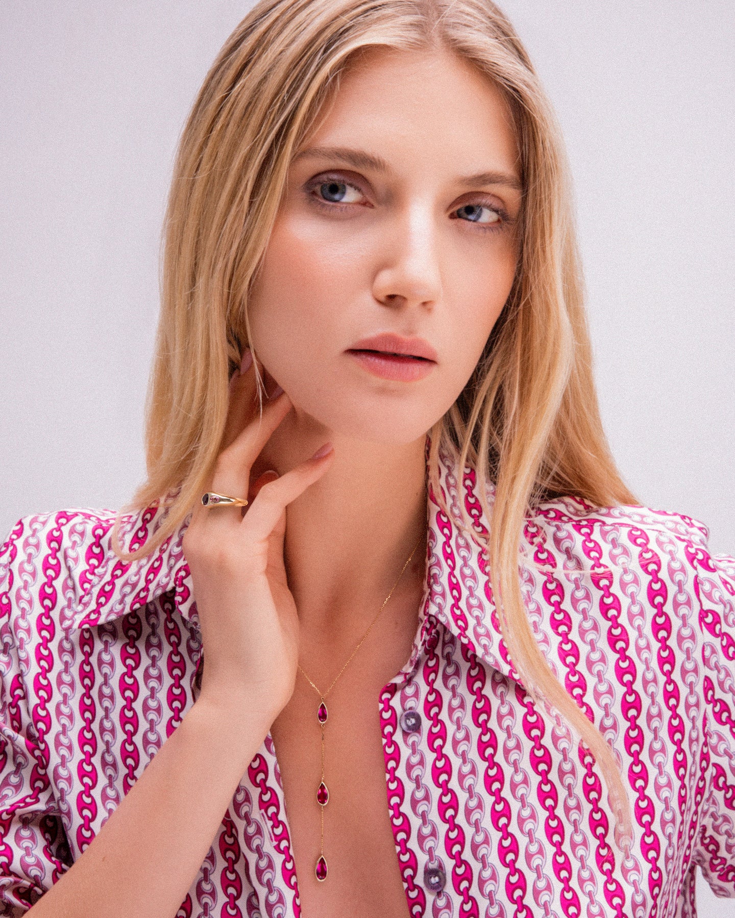 RUBELLITE LARIAT NECKLACE